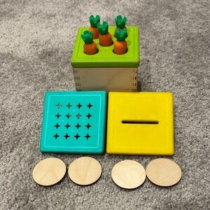 Lovevery Wooden Coin Bank and Carrot Drop